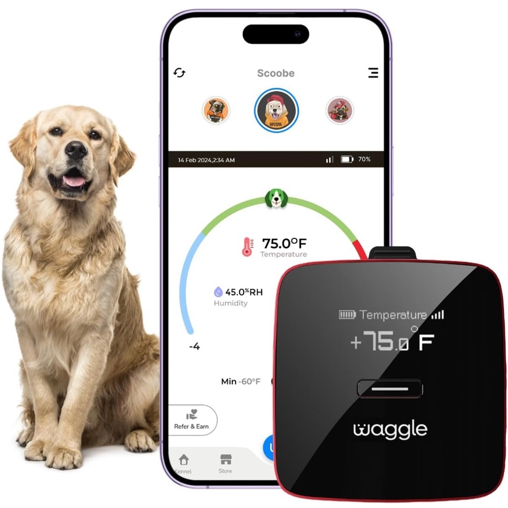 Waggle Dog Cat Wireless pet monitor GPS Verizon Alerts temp humidity geofence